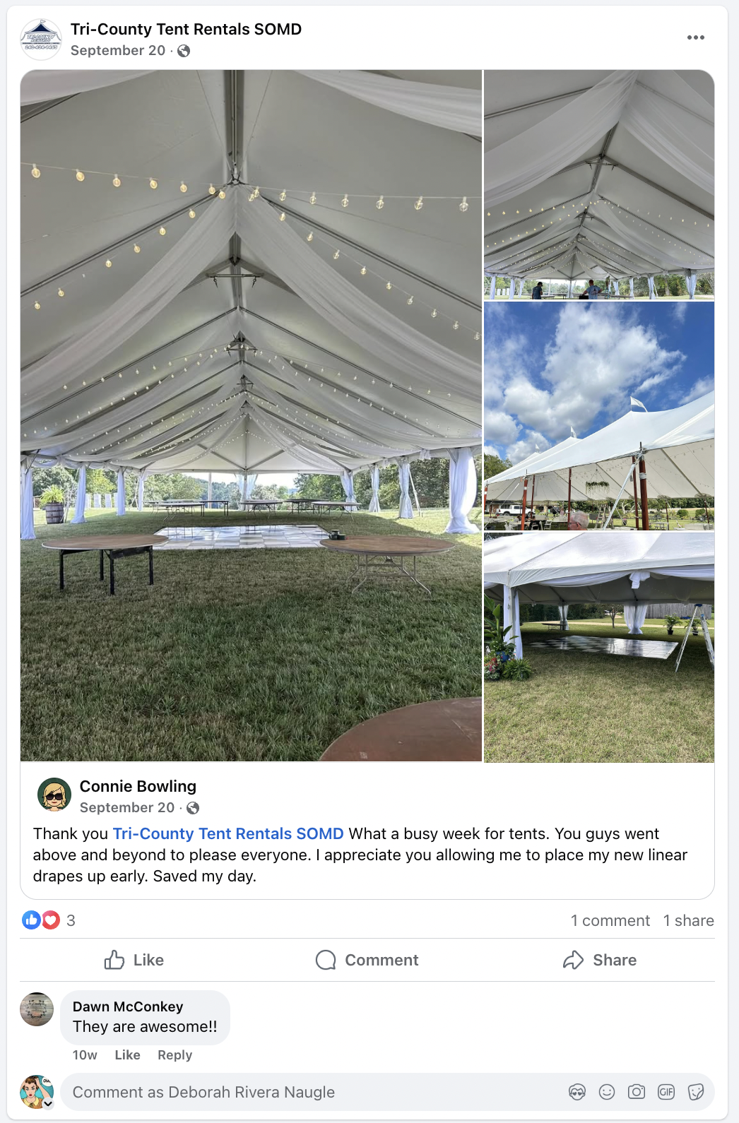 5 star review tent rentals